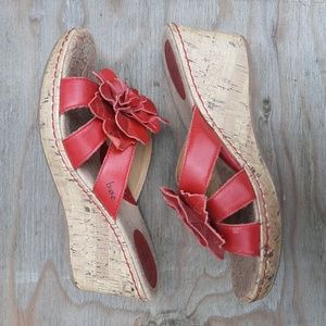 B.O.C. Born Concepts Red Flower Leather Sandals